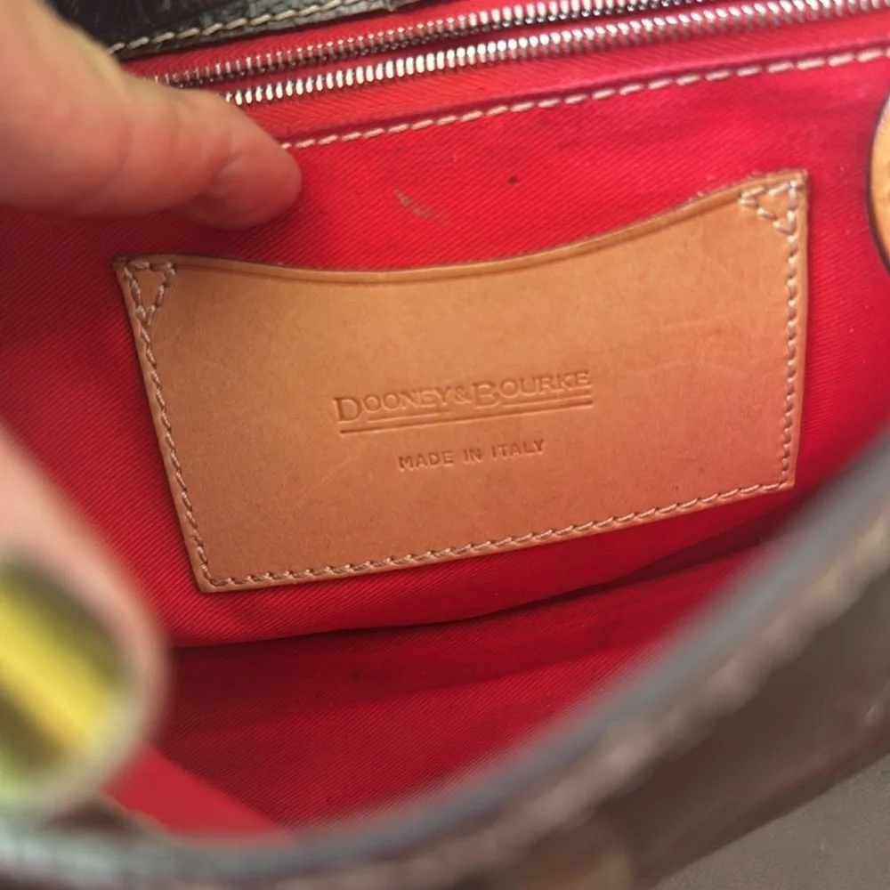 Dooney & Bourke Made in Italy Embossed Croc Leather Shoulder Bag Brown Vintage